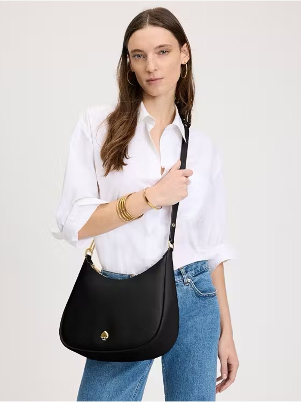♠️Kate Spade Kayla Large Pebbled Leather Convertible Shoulder Bag, Black NEW NWT - Picture 7 of 9